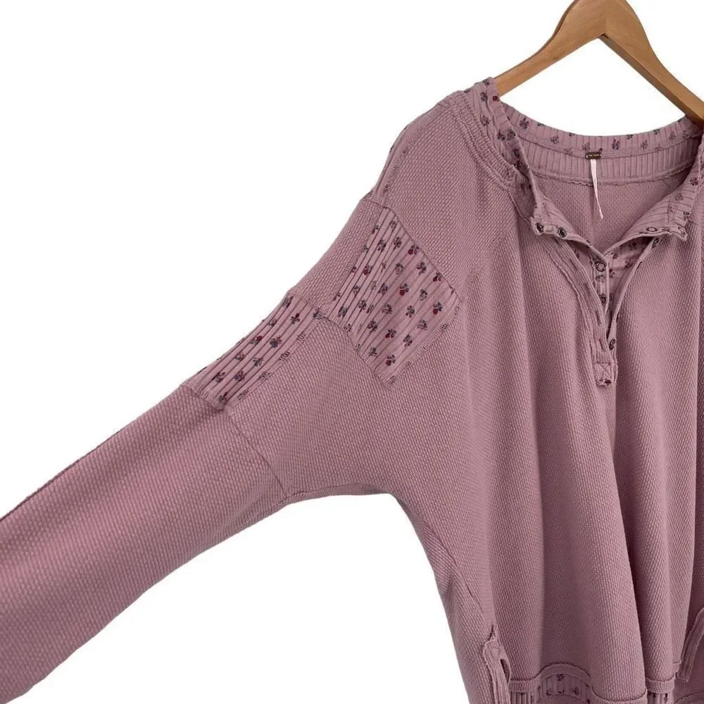 Free People Heart To‎ Heart Henley Top Daytime Fireworks Pink Boho Women Medium - Picture 6 of 11
